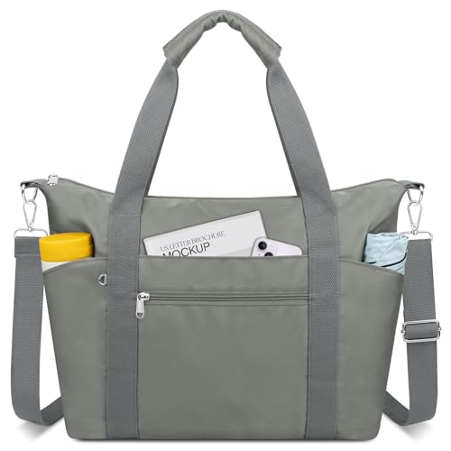 Small Travel Gym Duffel Bag for Women, Weekender Overnight Bag - color: Dark Grey
