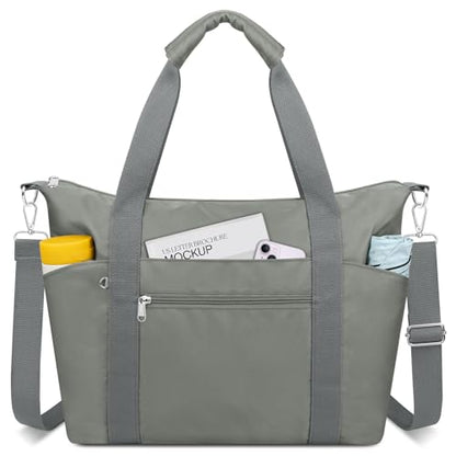 Small Travel Gym Duffel Bag for Women, Weekender Overnight Bag - color: Dark Grey