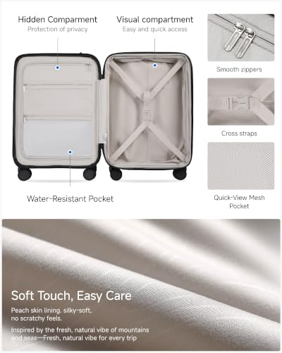 LUGGEX Carry On Front Pocket Suitcase, Expandable Polycarbonate, Blue, 21" - color: Blue, size: 21 Inch