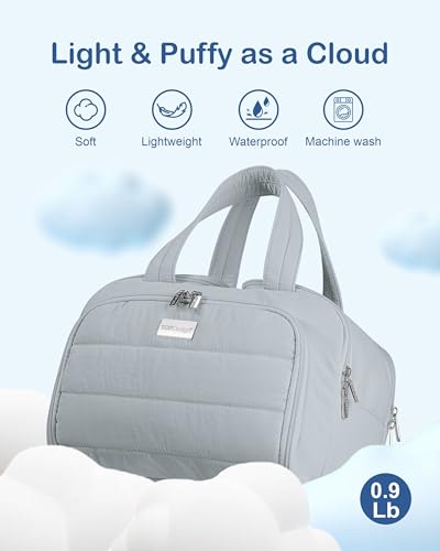 TOPDesign Travel Toiletry Bag, Puffer Makeup Organizer with Compartments - color: Light Grey