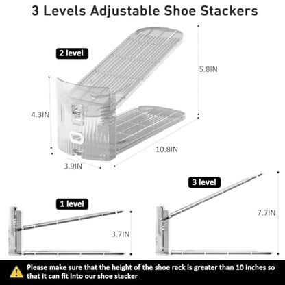 NVGSN 10Pack Clear Shoe Slot Organizer,Shoe Stacker,Storage Space Saver 50% - color: 10 pack