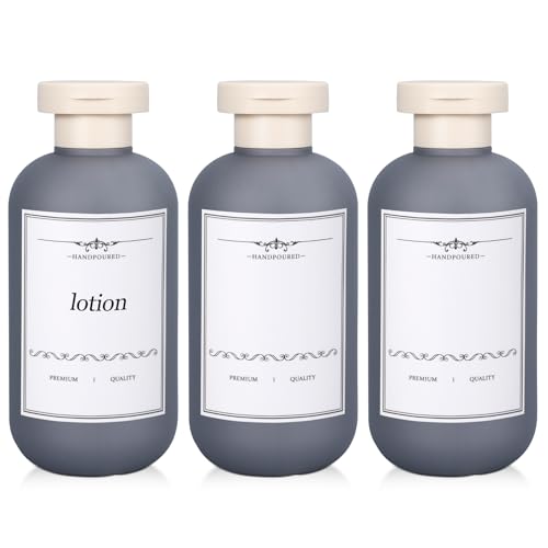 3 PACK Travel Shampoo Bottle, Empty Plastic Squeeze Bottles 6.8oz with Flip Cap, Lotion Container for Toiletries Travel Size Shampoo and Conditioner - color: Grey