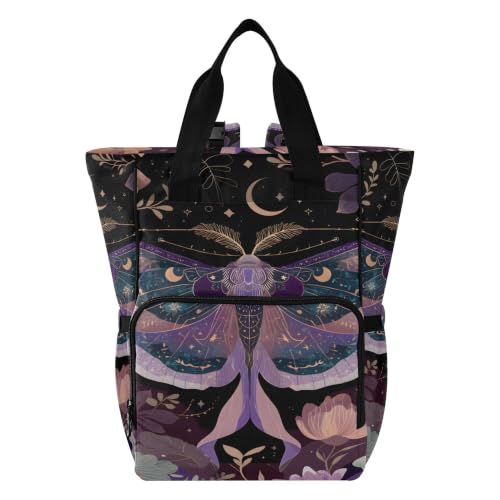Mnsruu Diaper Bag Mauve Moths Large Changing Backpack Multifunction Travel Tote Mommy Bag Baby Diaper Backpack for Mom Dad - color: Moths I18597