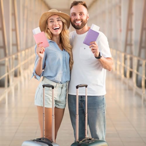 Frienda 2 Pcs Passport Holder Covers Waterproof Leather - color: Pink, Taro Purple