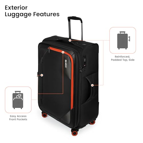 Suitcases w/Wheels 32 inch Luggage,Large Softside Suitcase - color: Black, size: Checked-Extra Large 32-Inch