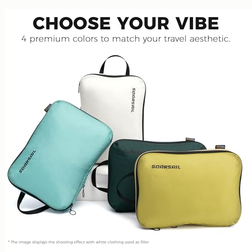 4 Pack Ultralight Compression Packing Cubes for Travel, White - color: White