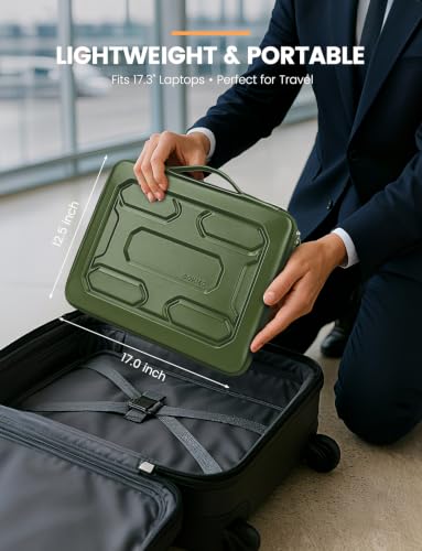 DOMISO 18 inch Laptop Sleeve with Handle Shockproof Computer Bag Waterproof EVA Protective Carrying Case for 17.3" MSI GS73VR Stealth Pro/HP Envy 17/LG Gram 17"/ROG Strix GL704VS,Green - color: Green, size: 17.5-18 inch