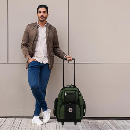 World Traveler Transworld 22-Inch Carry-On Rolling Backpack - Olive - color: Olive