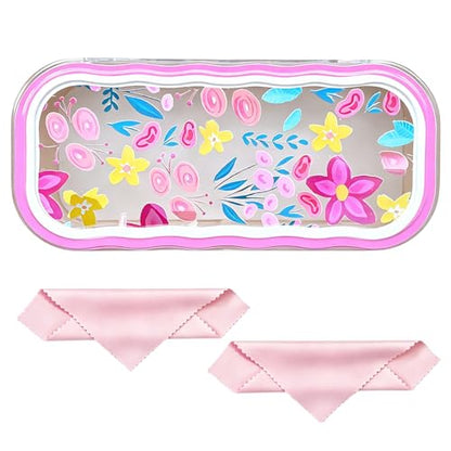 Glasses Case Hard Shell, Clear Eyeglass Case, Cute Holder for Sunglasses and Reading Glasses - color: Pink Flower