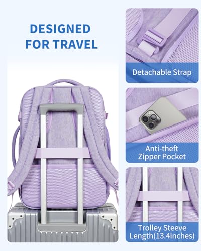 WANDF Personal Item Travel Bag 18x14x8, Carry On Laptop Backpack (Purple) - color: C-purple, size: 18x14x8