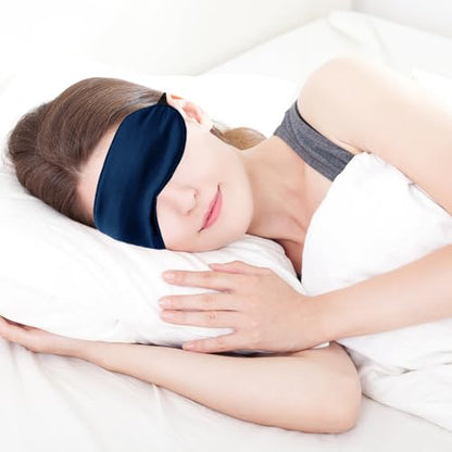 2 PCS Navy Satin Sleep Masks, Adjustable Silk Eye Mask for Sleeping, Blind Folds Soft Breathable Blindfold for Adults Couples Play Party Games Airplane Travel Essentials Eye Covers Patches Night Mask - color: 2 Navy