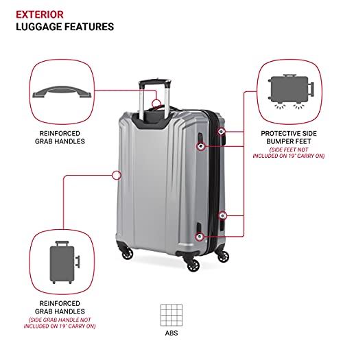 SwissGear 3750 Hardside Luggage with Spinner Wheels, Silver, 2-Piece Set (18.5/23) - size: 2-Piece Set (18.5/23)