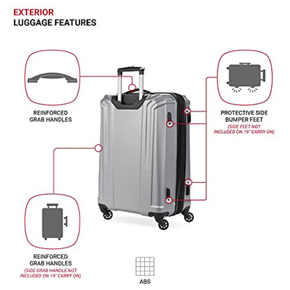 SwissGear 3750 Hardside Luggage with Spinner Wheels, Silver, 2-Piece Set (18.5/23) - size: 2-Piece Set (18.5/23)