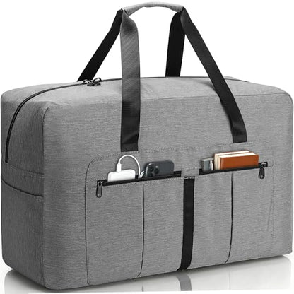 80L Large Duffle Bag for Travel, Packable Foldable Duffel Bag for Men Women Camping Weekend Overnight Moving, Water Repellent & Tear Resistant (80L, Gray) - size: 80L