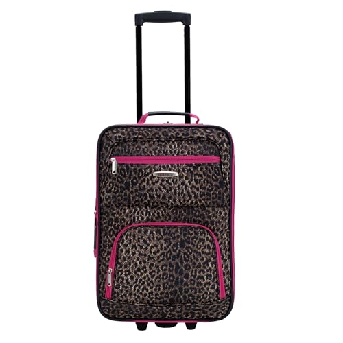Rockland Fashion Softside 2 Piece Luggage Set, Expandable, (14" Tote/19" Upright), Pink Leopard - color: Pink Leopard, size: 2 Piece (19"/14" Tote)