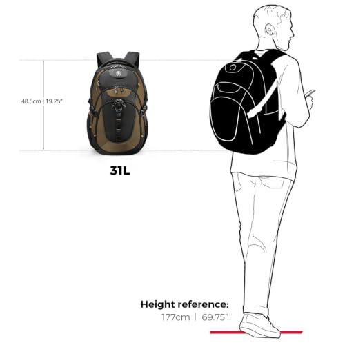 Swissdigital Design Travel Laptop Backpack for Men with USB SD803-34 - color: Tan/Black