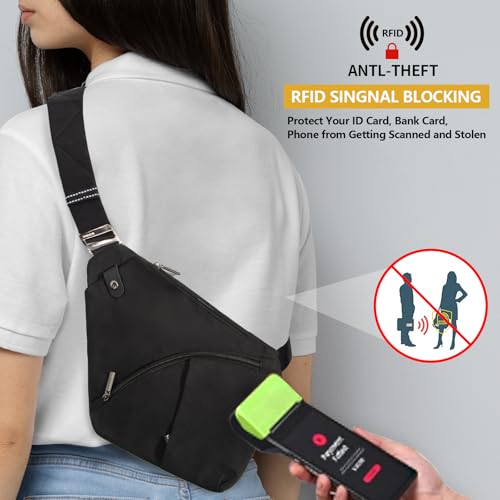 OSOCE Sling Bag for Men, RFID Blocking, Quick-Release Buckle, Black, 2.0S - color: Black 2.0, size: Small