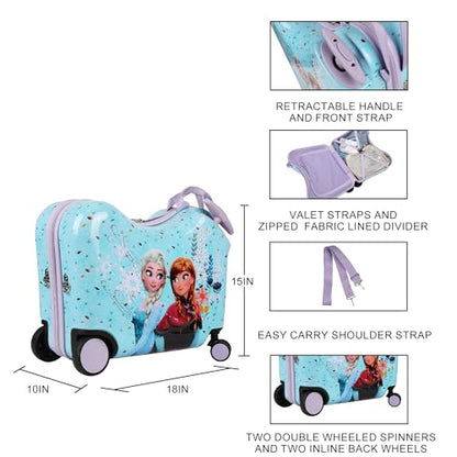 Bioworld Frozen Elsa and Anna Ride-On Luggage For Kids & Toddlers - color: Frozen Elsa and Anna
