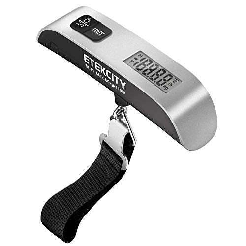 Etekcity Luggage Scale, Travel Essentials, Digital Suitcase Weight Scales for Travel Accessories, Hanging Baggage Scale with hook, 110 Pounds, Battery Included, Silver - color: Ash Silver