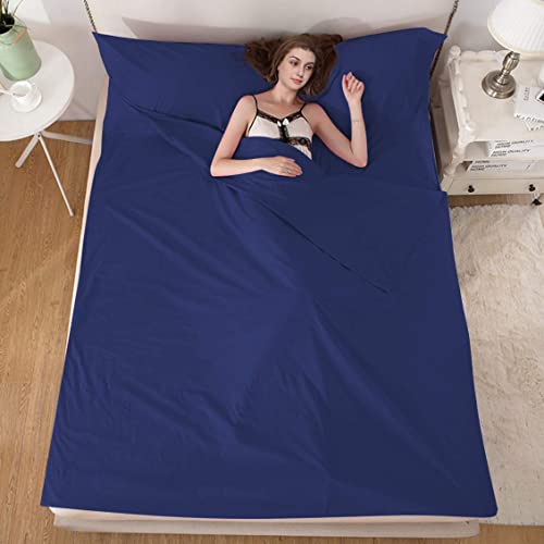 Sleeping Bag Liner, Camping Travel Home Bed Sheet Compact Sacks - color: Navy, size: 70.8*82.7"