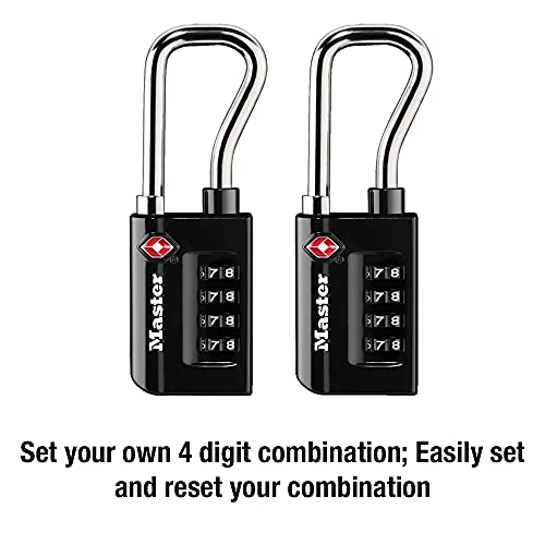 Master Lock TSA Approved Combination Luggage Lock Black 2-Pack 4696THC - size: 2 Pack