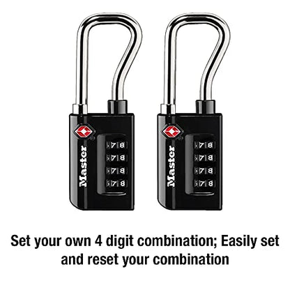Master Lock TSA Approved Combination Luggage Lock Black 2-Pack 4696THC - size: 2 Pack