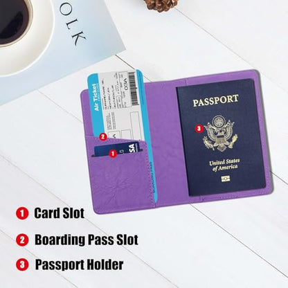 Cnycmy Passport Holder for Travel,Passport Cover Case with RFID - color: Simplicity-Purple