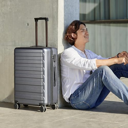 NINETYGO Medium Checked Luggage 26 Inch, Checking In Luggage with Smooth Spinner Wheels, Lightweight, Hard Shell PC Suitcase, Lightweight Travel Luggage, TSA Approved (Grey, Rhine Basic) - color: 02-Grey (Basic), size: Checked 26-Inch