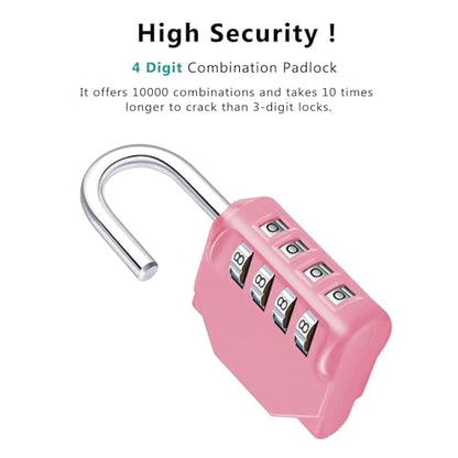 ZHEGE Gym Locker Lock 2 Pack, Resettable 4 Digit Combo Lock (Pink & Purple) - color: 2P, Pink&Purple, size: 2P