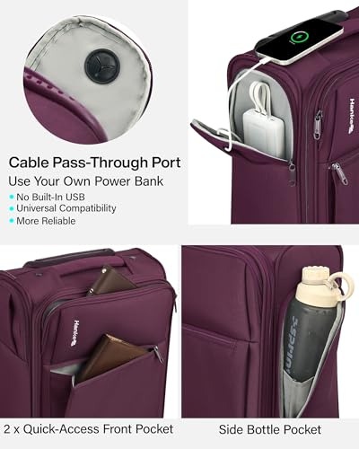 Hanke Underseat Carry On Luggage with Wheels, 17 Inch Rolling Bag, Purple - color: Purple, size: 17 Inch Underseat Plus