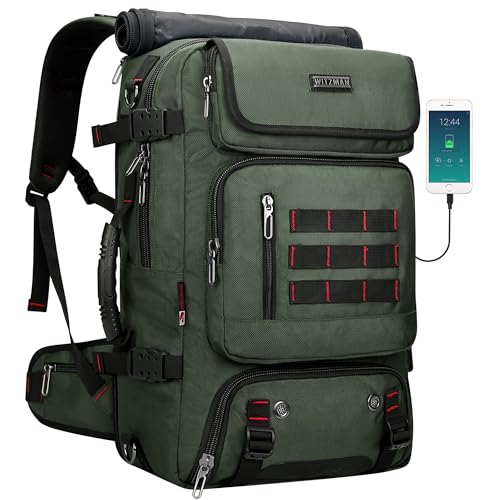 WITZMAN Carry on Travel Backpack for Men Airline Approved Fits 16" Laptop - color: 02.army Green