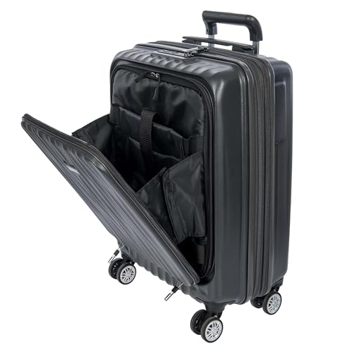 Bric's Cervia 21" Hardside Carry-On with Front Pocket, Expandable Luggage, 360° Spinner Wheels, Lightweight, TSA-Approved Locks, Durable, Dark Grey - color: Dark Grey, size: Front Pocket Carry-On 21 inch