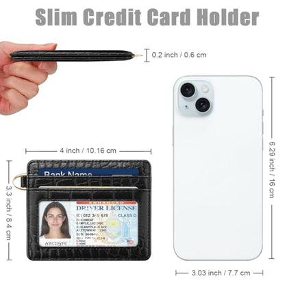 Slim Credit Card Holder Crocodile Wallet Women Thin Wallets - color: A Black