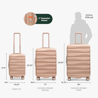 Traveler's Choice Edinburgh II Hardside Spinner Luggage, TSA Lock, Sand, 25" Medium - color: Sand, size: 25" Medium