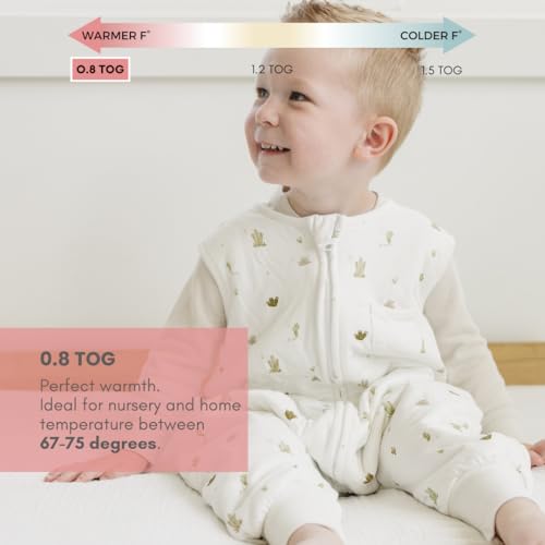 Dreamsuit: Toddler Sleep Sack with Legs, Rayon Made from Bamboo - color: Cactus, size: 3-4T