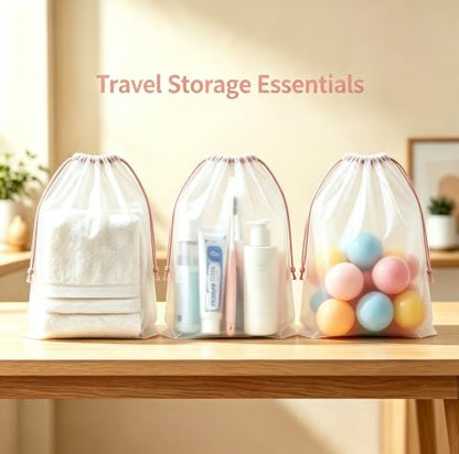 20 Pcs Clear Shoe Bags for Travel Storage, 11.8"x15.7" Shoe Bag Bulk - color: Pink-Color String