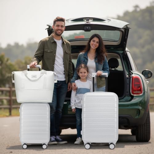 LARVENDER Luggage Sets 5 Piece, PC+ABS Expandable Suitcases with Wheels - color: Pearl Carbon, size: 5 Piece Set (20/24/28/DB/TB)