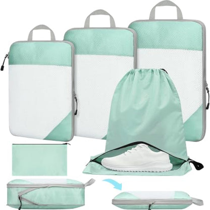 6 Set Compression Packing Cubes for Travel Luggage Organizer Shoe Bags