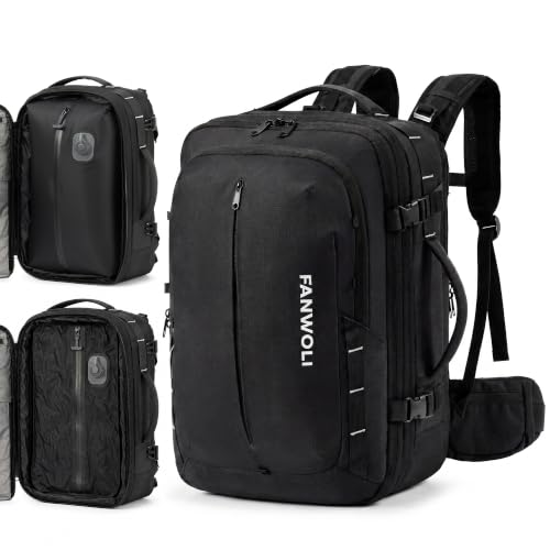 Fanwoli Vacuum Travel Backpack,One-Button Compression,Expandable Carry-On - color: Black