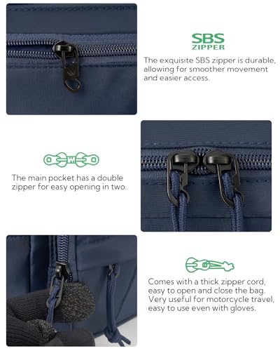 WATERFLY Fanny Pack Waist Bag: 2.5L Large 5 Zipper Pockets for Women Men - color: Navy blue
