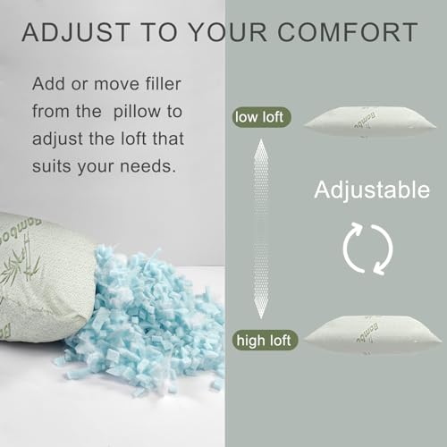 Camping Pillow for Sleeping 2 Pack,Filled in Shredded Memory Foam - size: 2 pack(16.5x11.8in)
