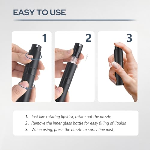 8ml Travel Perfume Bottle Refillable, Atomizer Sprayer for Cologne 3PCS - color: Black