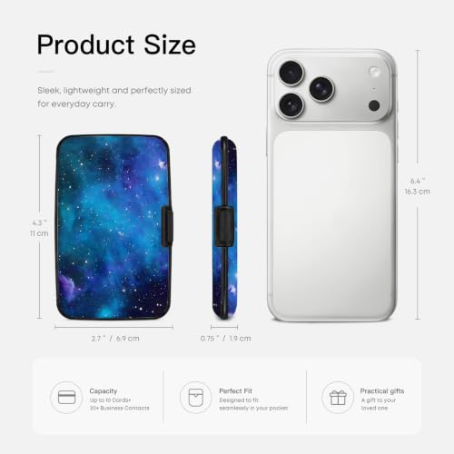 Credit Card Holder RFID Aluminum card case Wallet starry sky mini Wallet - color: Galaxy Sky