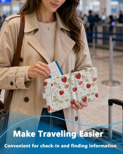 RFID Passport Holder with Tracker Slot, Leather Travel Wallet - color: Strawberry