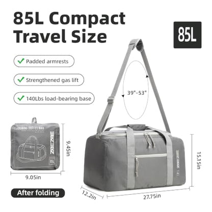 Foldable Travel Bag 85L, Extra Large Duffel for Camping & Trips - color: Dark Gray, size: 85L