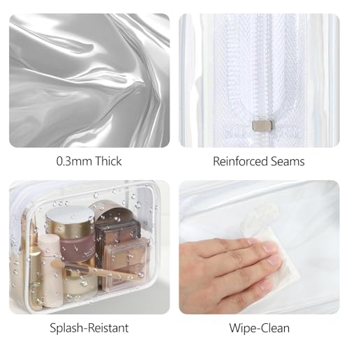 PACKISM TSA Approved Toiletry Bag - Clear Makeup Bag for Travel, White - color: Active White, size: Medium Set