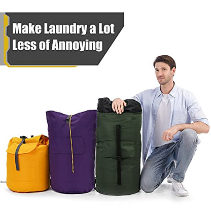 Backpack Laundry Bag, 115L Heavy Duty Extra Large College Laundry Backpack, Dirty Clothes Bag with Shoulder Straps, Laundry Hamper Bag with Drawstring Closure for College Dorm, Apartment Army Green - color: Army Green