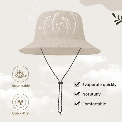 Durio Waterproof Bucket Hats for Woman UPF 50+ Sun Hat - color: Beige