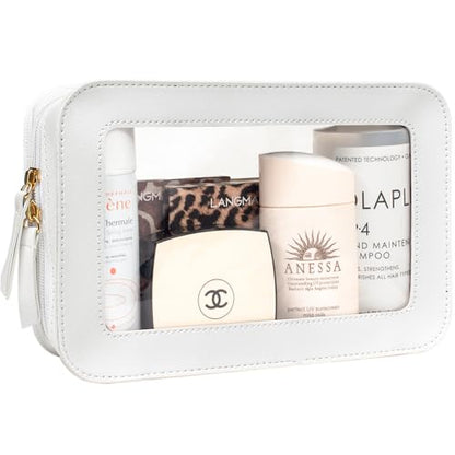 LETGO Clear Sunscreen Makeup Bags Pouch, TSA Approved Toiletry Bag with Zipper, Portable Make Up Organizer Traveling Compact Car Bag for Beach Essentials(Clear-White) - color: Clear-White