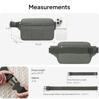 TOPEAST Waist Pack 3.5L Fanny Packs with Water Bottle Holder - color: Gray